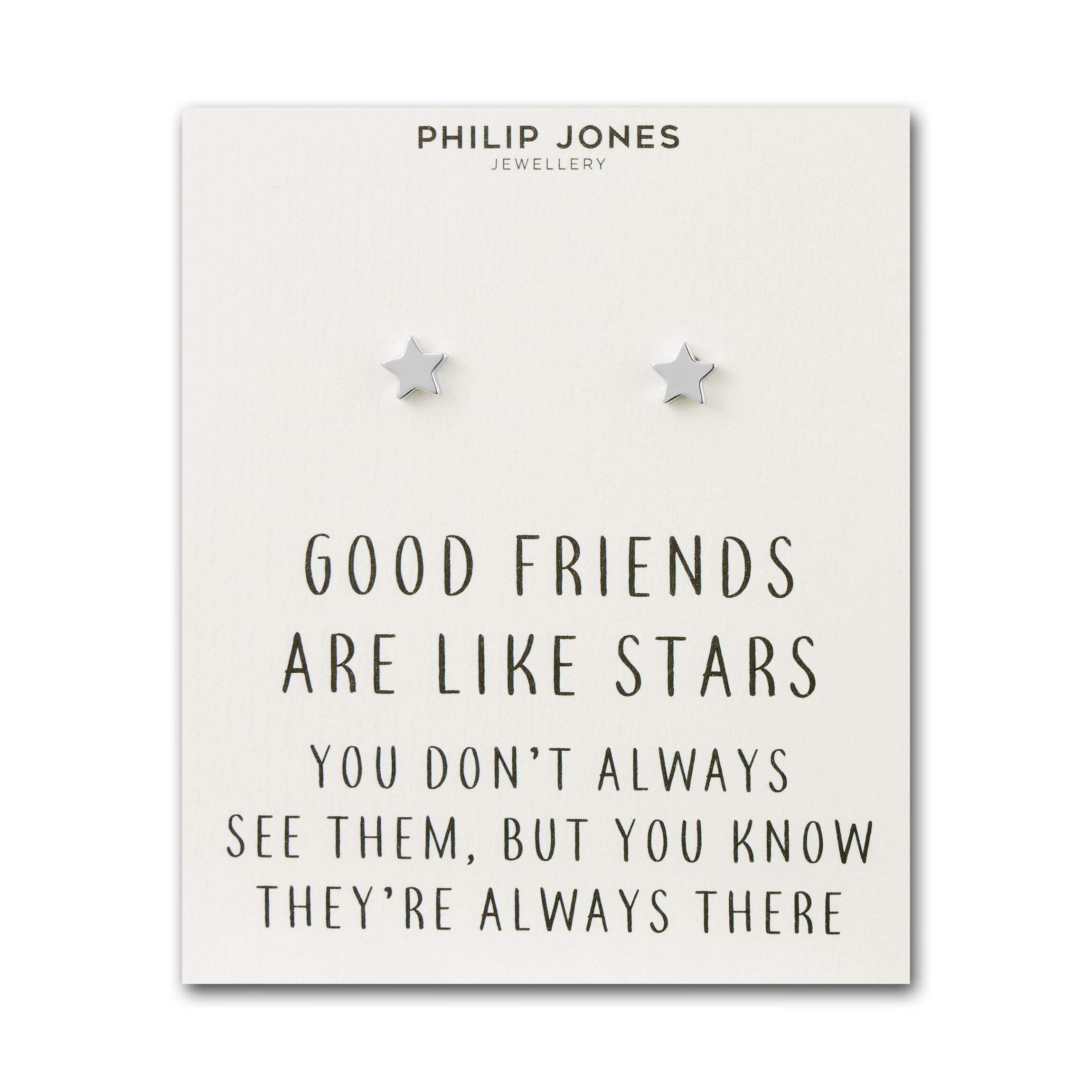 Philip Jones Silver Plated Star Stud Earrings with Quote Card