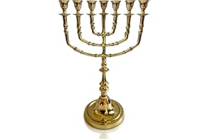 Salomons Menorah 14" high Brass, 7 Branch, Menorah Candles, Brand: Salomon's Menorah, The Light Within Your Home