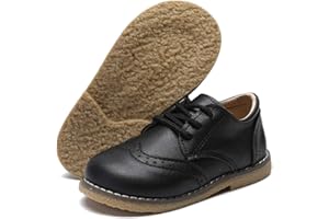 Timatego Toddler Boys Girls Oxford Shoes PU Leather Lace Up School Loafer Flats Baby Infant Uniform Dress Shoes(Toddler/Little Kid)