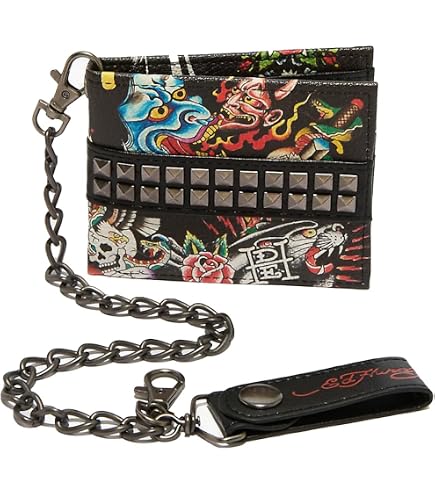 Amazon.com: ED HARDY Riveted Panther & Snake Print Studded Bifold