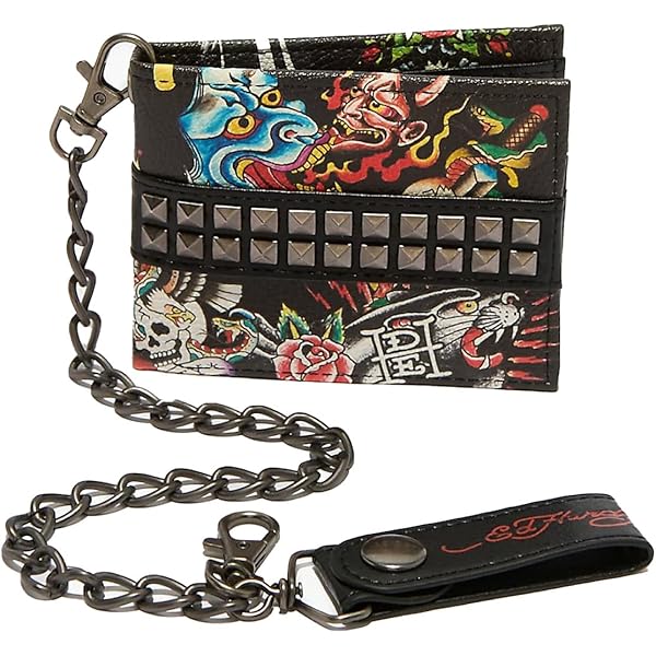 Amazon.com: ED HARDY Riveted Panther & Snake Print Studded Bifold