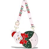 CEALXHENY Christmas Purse for Women Beaded Xmas Tree Reindeer Snowflake Bell Crossbody Shoulder Bag Christmas Accessories