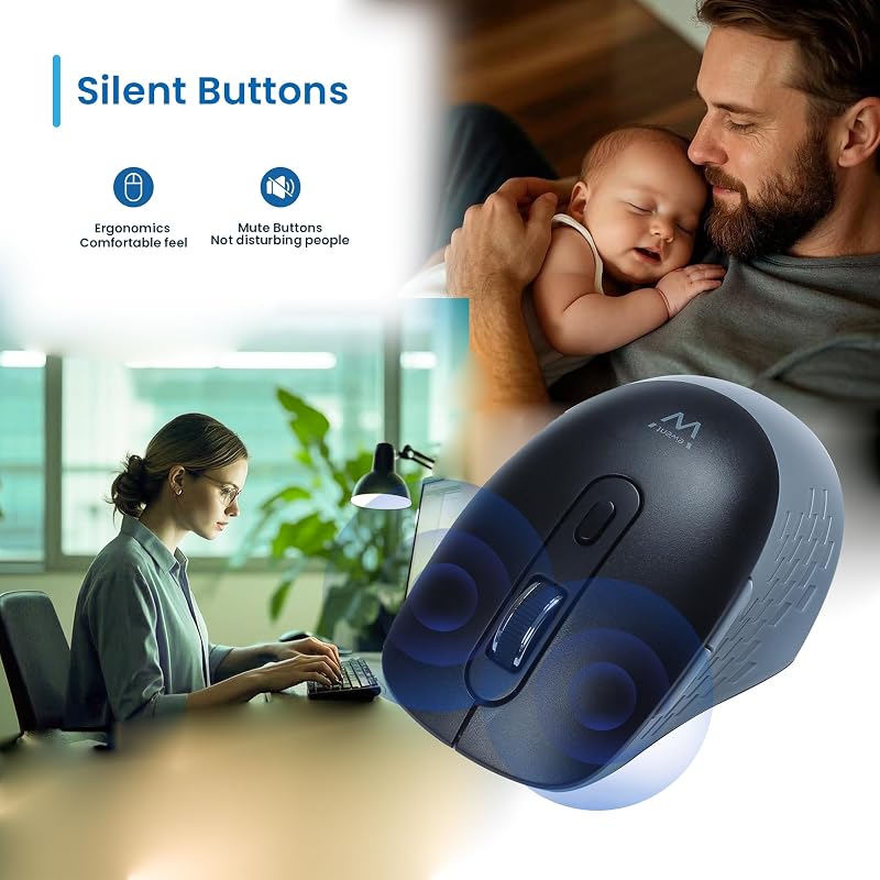 Mouse Wireless 2.4GHz con Tasti Silenziosi e Adattatore USB-C – EW3204
