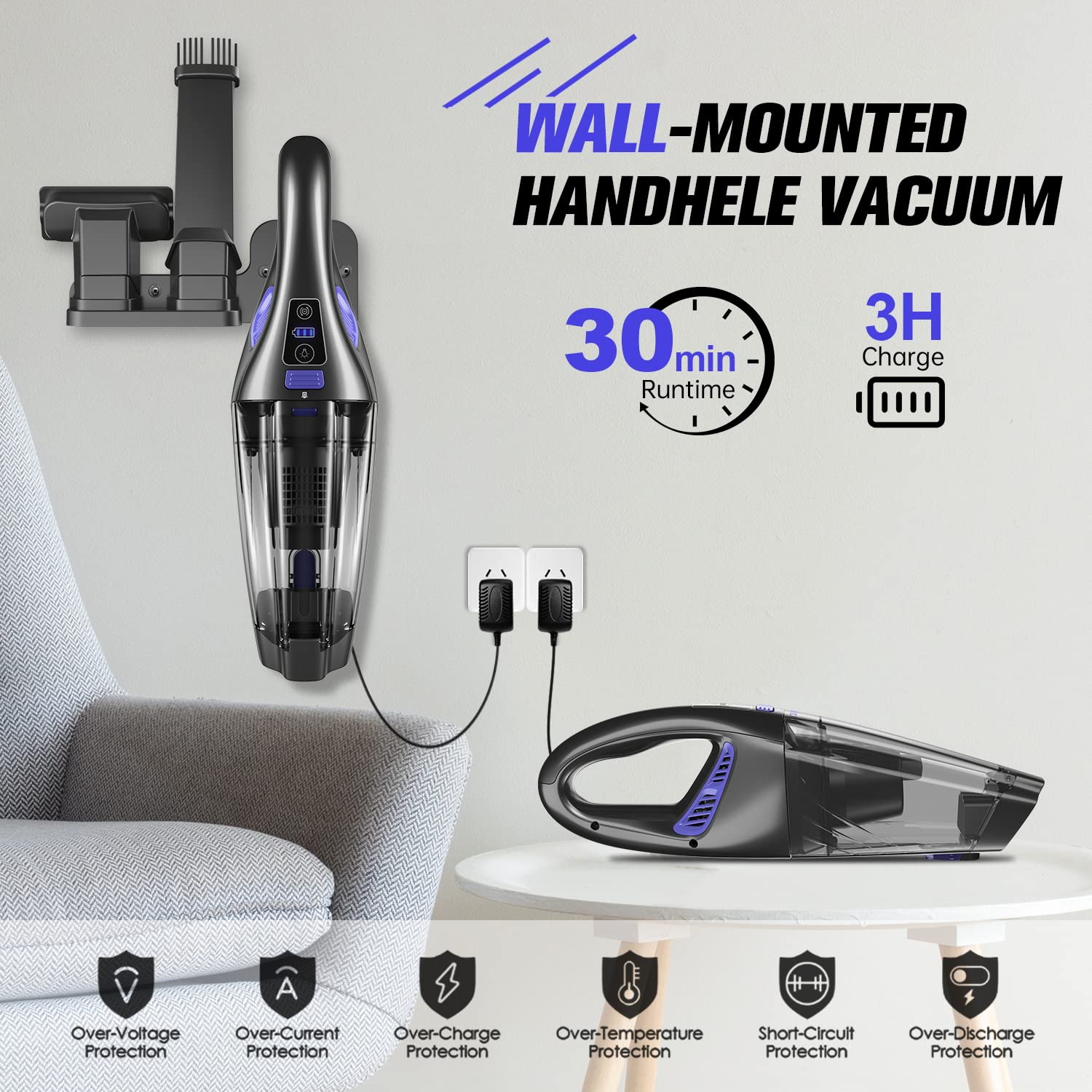 BSRCO Handheld Vacuum Cordless Car Vacuum Cleaner 9000PA, Hand Vacuum