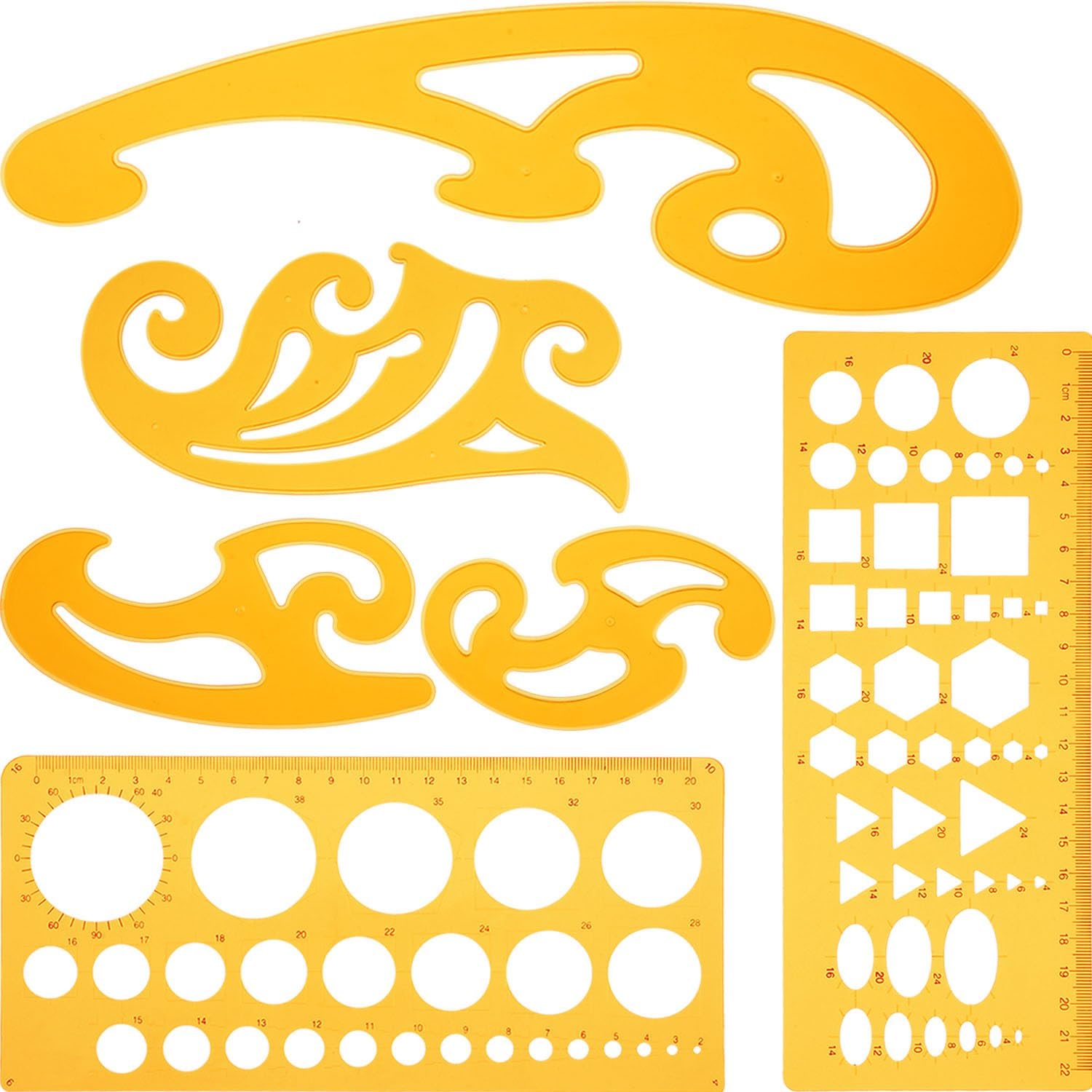 6 Pieces French Curve and Template Ruler Set Drawing Template Tool