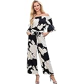 Love Welove Fashion Jumpsuits for Women Dressy Casual – Floral Spring Off Shoulder Wide Leg One Piece Romper Outfit