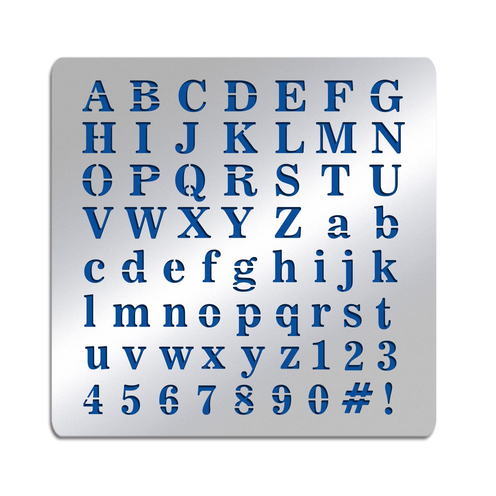 BENECREAT Square Matte Metal Letters Stencils, A to Z Alphabet & Number & Symbol Stencil Template for Painting, Wood Burning, Leather, Engraving and Scrapbooking, 15.6x15.6cm