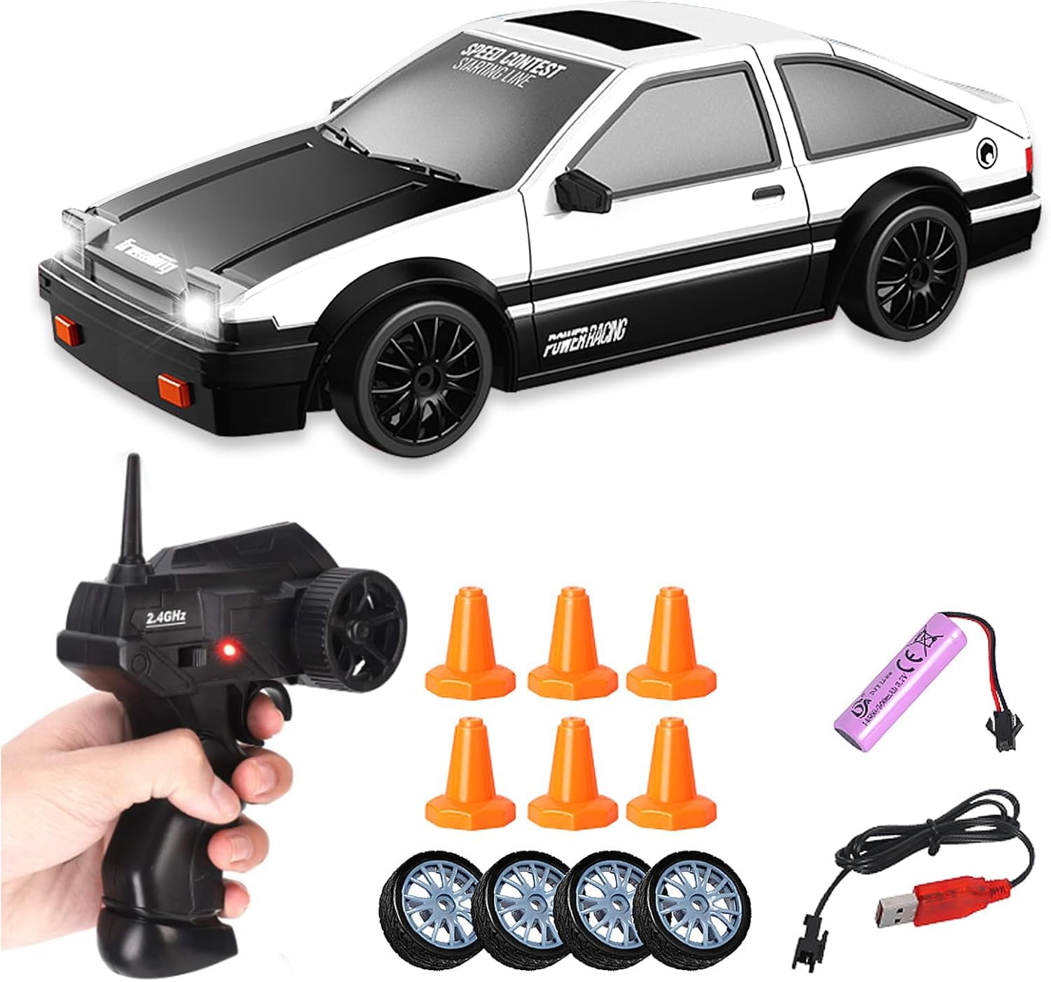 Aipinvip RC Drift Car 1:24 4WD Remote Control Racing Cars 15km/h 2.4GHz Mini Model Car Toy for Boys Kids Adults