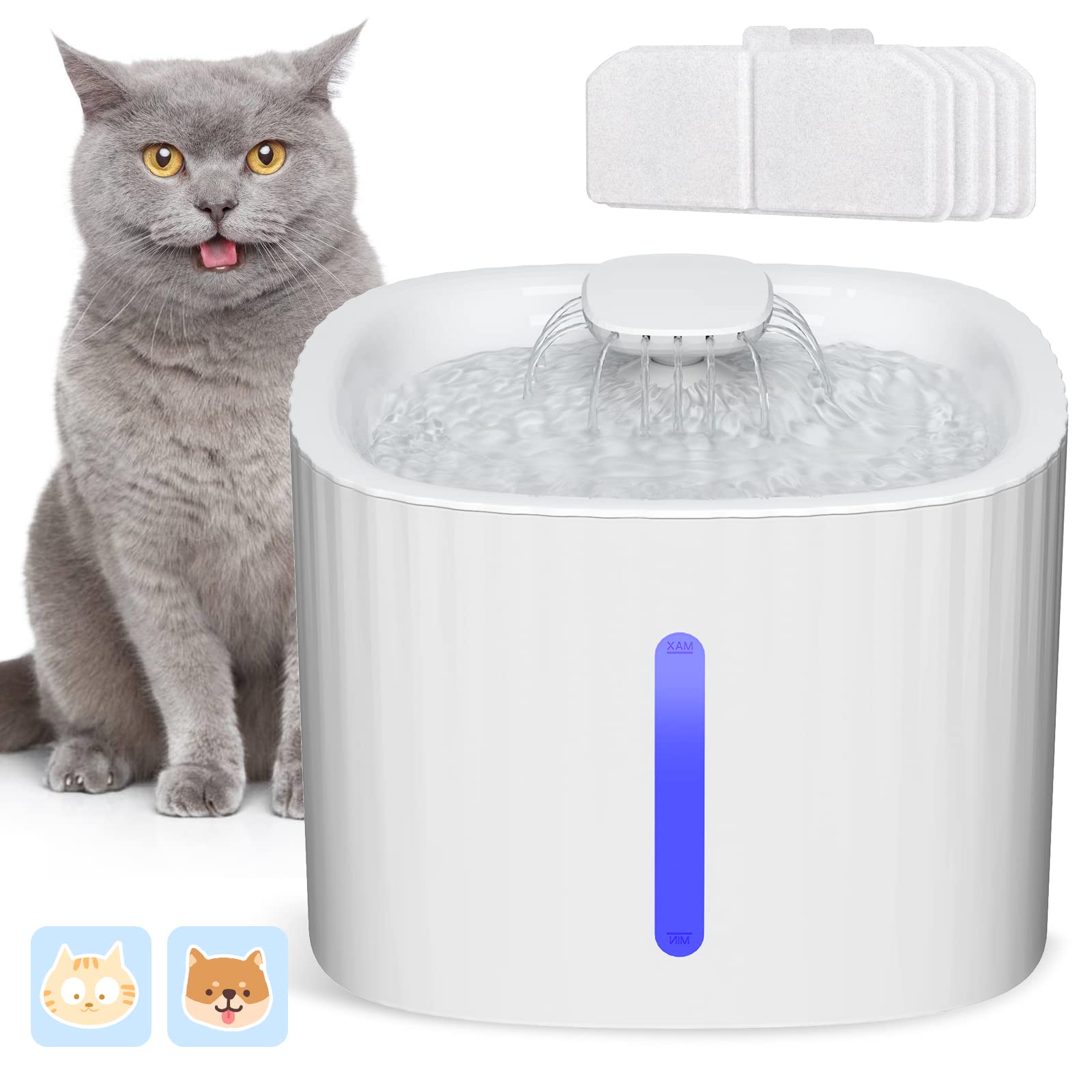 Cat Water Fountain, 3L Automatic Electric Flower Style Dispenser With LED Water Level Window, Super Quiet Drinking Fountain with 3 Pieces Replaceable Filter for Cats,Dogs,Multiple Pets
