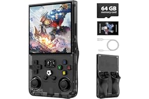 XISKT R36MAX Retro Gaming Console,4.0 Inch Handheld Game Console with 64GB Classic Video Games,30+ Simulators,4000mAh Rechargeable Battery,Hand Held Game Console for Christmas (Transparent Black)
