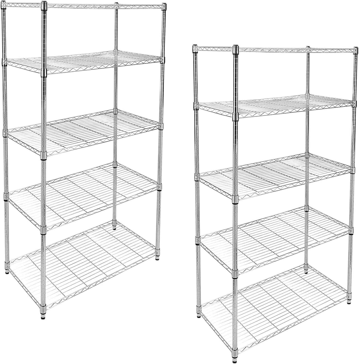 Simple Deluxe Heavy Duty 5-Shelf Storage Shelves, 1750Lb Loading Capacity, 35.43" W x 17.72" D x 70.87" H Adjustable Shelving Unit with Wheels, Chrome, 2 Pack Image Simple Deluxe Heavy Duty 5-Shelf Storage Shelves, 1750Lb Loading Capacity, 35.43" W x 17.72" D x 70.87" H Adjustable Shelving Unit with Wheels, Chrome, 2 Pack Image