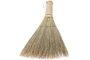 Handmade Small Corn Whisk Broom with Short Handle, Natural Straw Hand Broom for Desk, Bed & Car, Traditional Vintage Dusting 