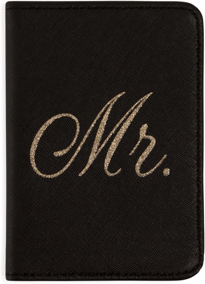  | Mirror Mirror Passport Wallets Travel Holder Set: Mr. & Mrs. Slim Waterproof Passport Case Covers & Organizer Slots for ID, Money & Credit Card - Black & Rose Gold | Passport Wallets