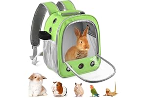 DBNESS Guinea Pig Carrier Backpack, Portable Rabbit Travel Carring Bag for Pet Bunny Chinchilla Bearded Dragon Hamster Parrot Outgoing Pouch Case with Water Bottle Holder & Detachable Pad (Green)