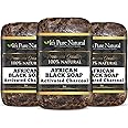 It's Pure Natural African Black Soap Bars with Activated Charcoal (Pack of 3) Organic Raw Soap for Face & Body, Acne Treatment & Dark Spot Remover [Made in Ghana]