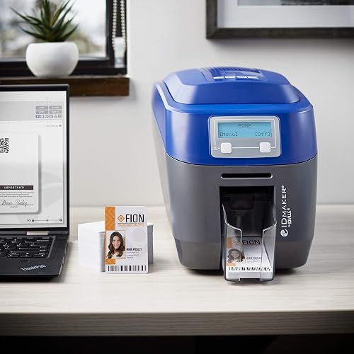 ID Maker Dual-Sided Badge Printer Kit – Includes Software, 200-Print Ribbon, 100 PVC Cards