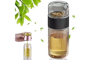 Tryteava Glass Infuser, Tryteava 3 in 1 Tea Maker with 304 Stainless Steel Filter, Portable Double-Wall Separation Glass Tea 