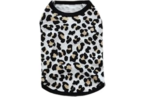 Harikaji Pet Clothes, Leopard Print T-Shirt Puppy Cat Cotton Vest Clothing Apparel Spring Summer Breathable Sleeveless Harness Costumes for Small Dogs(XS, Black)