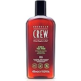 Shampoo, Conditioner & Body Wash for Men by American Crew, 3-in-1, Tea Tree Scent, 15.02 Fl Oz/450ml