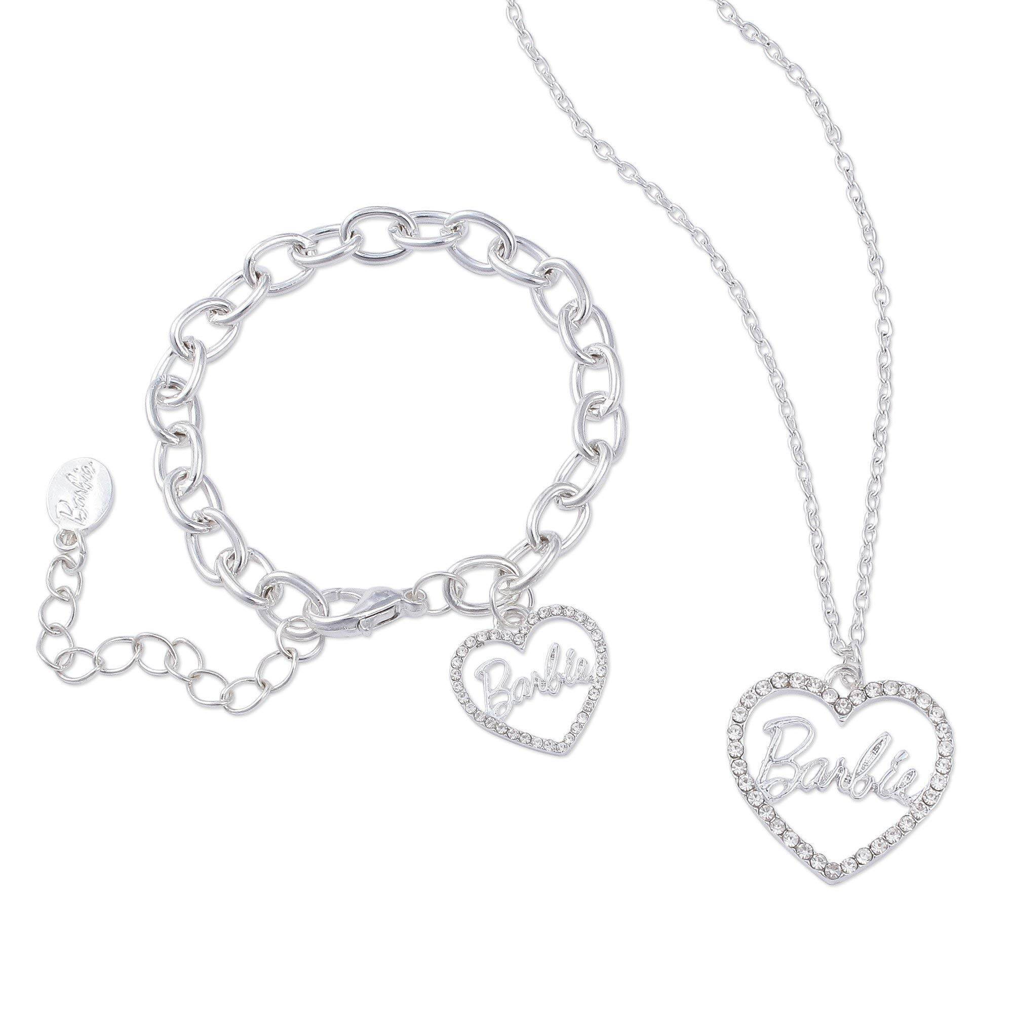 Barbie Crystal Heart Necklace & Bracelet Set