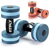 fitply Water Weights Aquatic Pool Dumbbells for Swimming Exercise - EVA Foam Swim Pool Weights with Handle Strip, 2PCS Lightweight Water Dumbbells, Aerobics Swimming Exercise Equipment