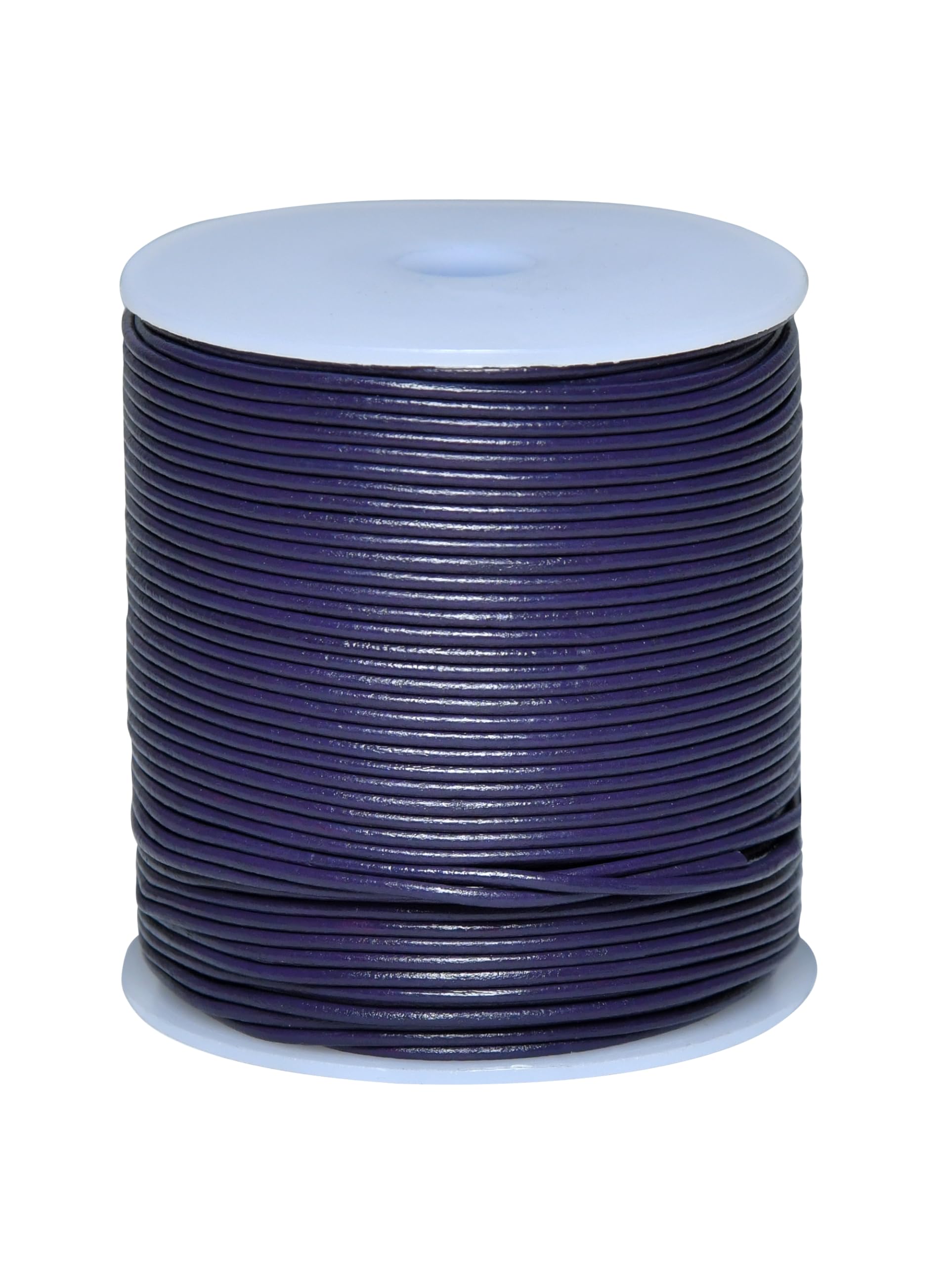 Cords Essentials Round Genuine Leather String Cord, Rope for Jewelry Making, Necklaces, Bracelets, Kumihimo Braiding, Wraps, Crafts and Hobby Projects (Violet, 1.5 MM)