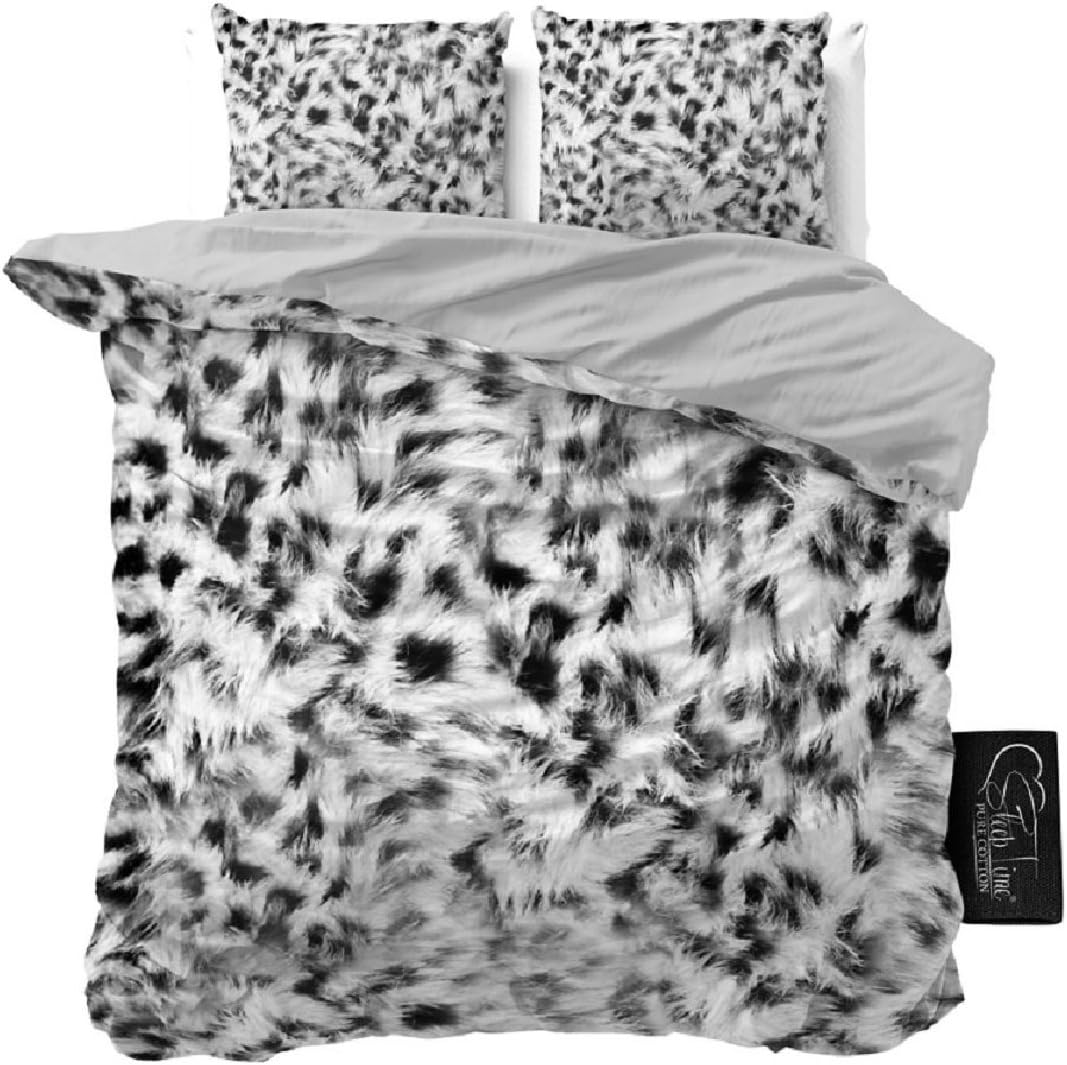 Bedding Set Duvet Cover and 2 Pillow Cases Cheetah Skin Grey 240 x 220 cm