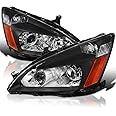 Spec-D Tuning Black Retro Style Projector Headlights Compatible with 2003-2007 Honda Accord 2/4dr, Left + Right Pair Headlamps Assembly