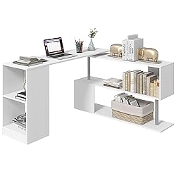 HOMCOM 55" 360° Rotating Corner Computer Desk