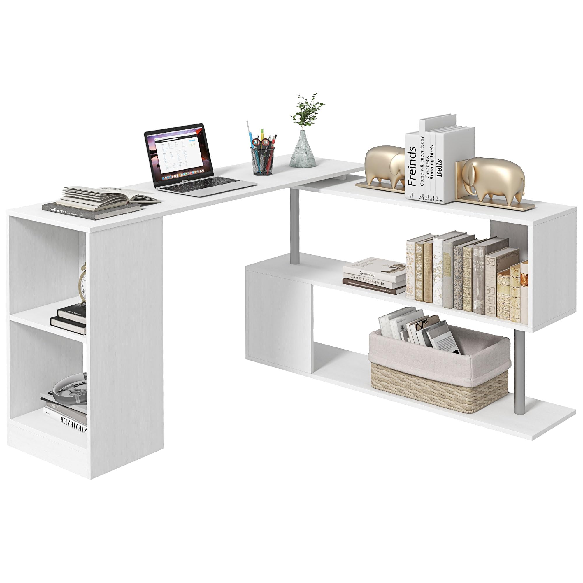 HOMCOM 55" 360° Rotating Corner Computer Desk