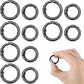 Ouligay 12PCS Small Black Carabiner Clip Metal Mini Spring O Ring Clips 2 Sizes Small Round Carabiner Clips Car Key Rings Hook Dog Tag Clip Purse Keychain Replacement Black