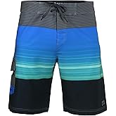 Mens Swim Trunks 22 Inch, Long Board Shorts Men's, Slim Fit, Stretch Material,No Liner, No Side Pockets