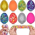 Menzcci 8 Pack Easter Eggs Squeeze Toys Stress Balls Squishy Toys for Kids Boys Girls Easter Egg Hunt Easter Basket Stuffers Egg Fillers Party Favors Gifts
