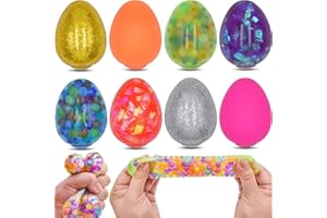 Menzcci 8 Pack Easter Eggs Squeeze Toys Stress Balls Squishy Toys for Kids Boys Girls Easter Egg Hunt Easter Basket Stuffers Egg Fillers Party Favors Gifts