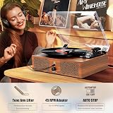 Udreamer Vinyl Record Player Turntable with Built-in Speakers 3 Speed Brown view 6