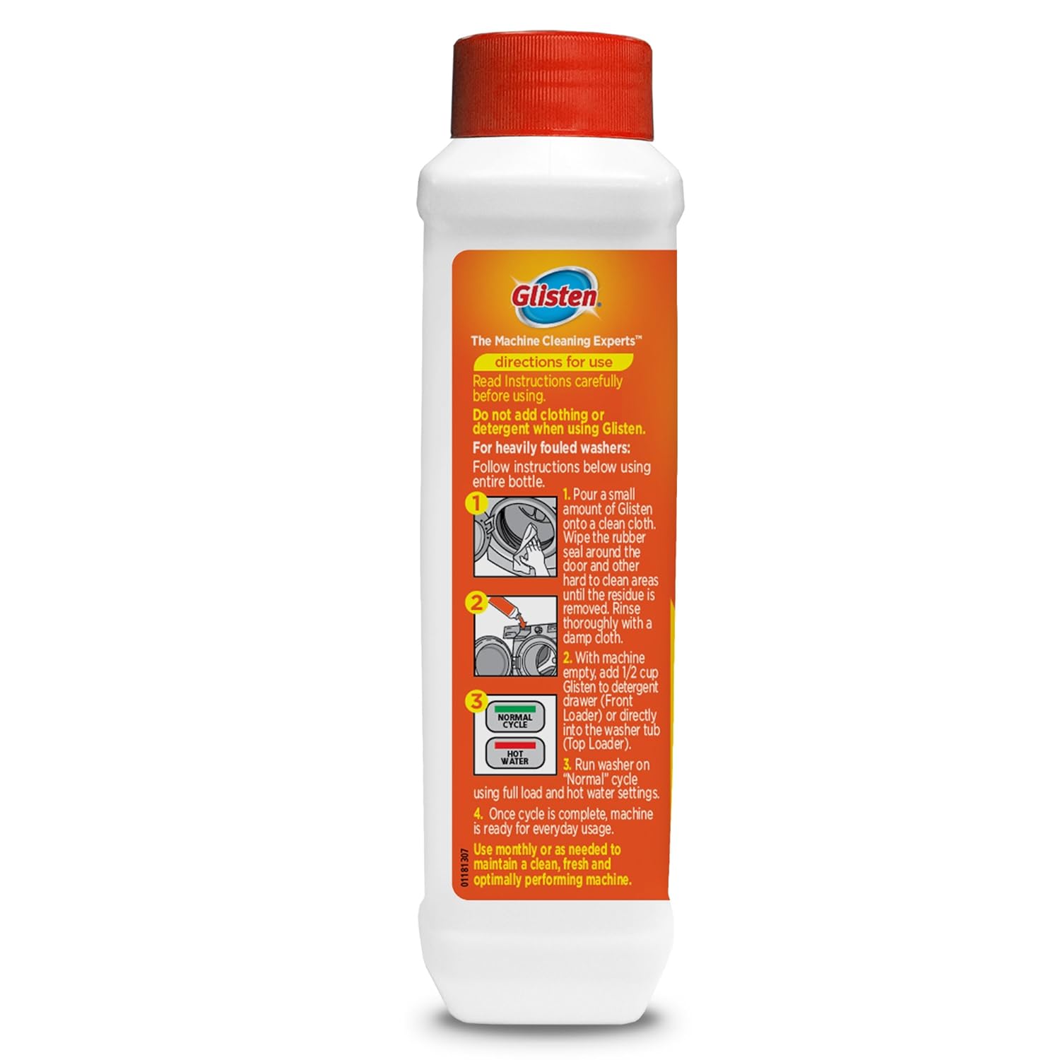 Glisten Washer Magic Machine Cleaner, Remove Odors and Buildup, Cleans Front Load & Top Load Washers, Safer Choice Winner, 12 Ounce: Industrial & Scientific