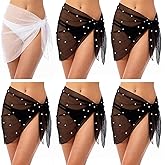 Geyoga 6 Pcs Women Bride Bathing Suit Cover up Pearl Bathing Suit Wrap Sarong Bachelorette Swimsuit Outfits for Bridal Party