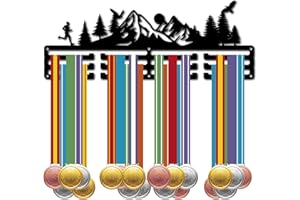 CREATCABIN Cross-Country Running Medal Hanger Display Sports Medal Holder Marathon Over 60+ Medals Award Iron Holder Rack Frame Wall Mounted Hanging for Medalist Runner Athlete Gift 15.7 x 5.9 Inch