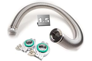 BROWNIAN MOTION TECHNOLOGY bmotiontech ISO-KF KF25 Corrugated Bellow Hose Set with 2X Aluminum clamp / 2X SS Centering Ring / 2X FKM O-Ring (1500mm approx. 5ft KF25)