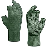 Riverruns Wool Fishing Gloves - Winter Fingerless Knitted Gloves for Men and Women 3-Cut Fingers Warm Gloves for Cold Weather, Fly Fishing, Ice Fishing, Kayaking