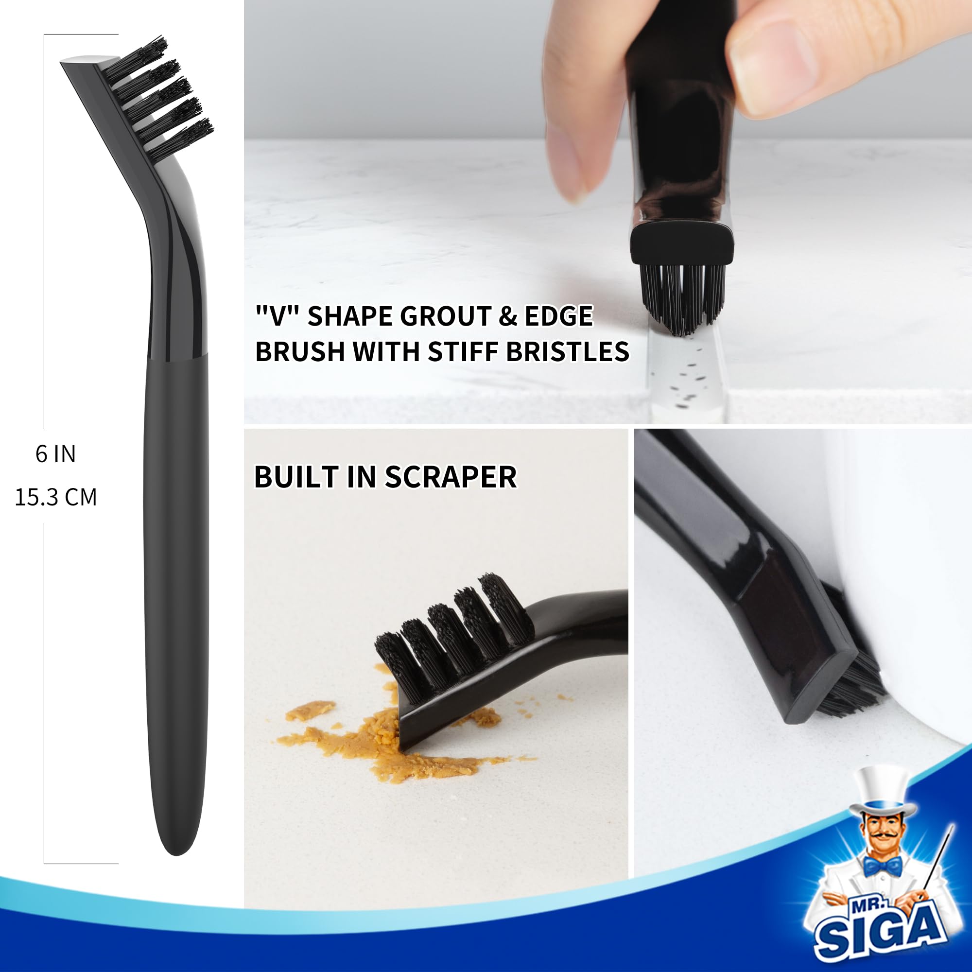 MR.SIGA Grout Brush Set Cleaning Brush for Deep Cleaning for Household, Bathroom, Kitchen, Tiles, Window Frames