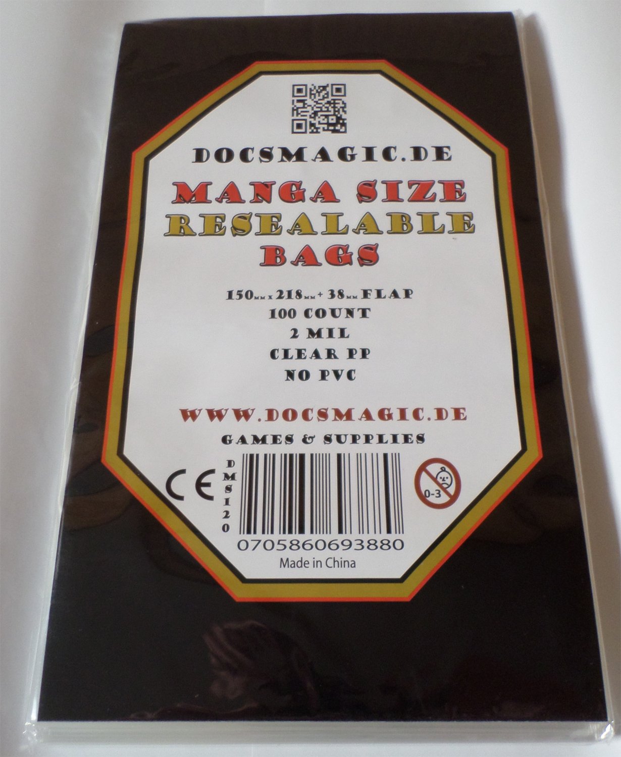 docsmagic.de 100 Resealable Manga Bags 5-9/10"x 8-6/10"+ 1-1/2" Flap- 2 Mil