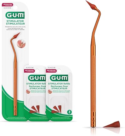 GUM Stimulator Bundle Permanent Handle Rubber Tip 2 Refill Packs