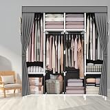 OPPAIYA Canvas Wardrobe with 4 Rails & 8 Pockets - Foldable, Durable view 8