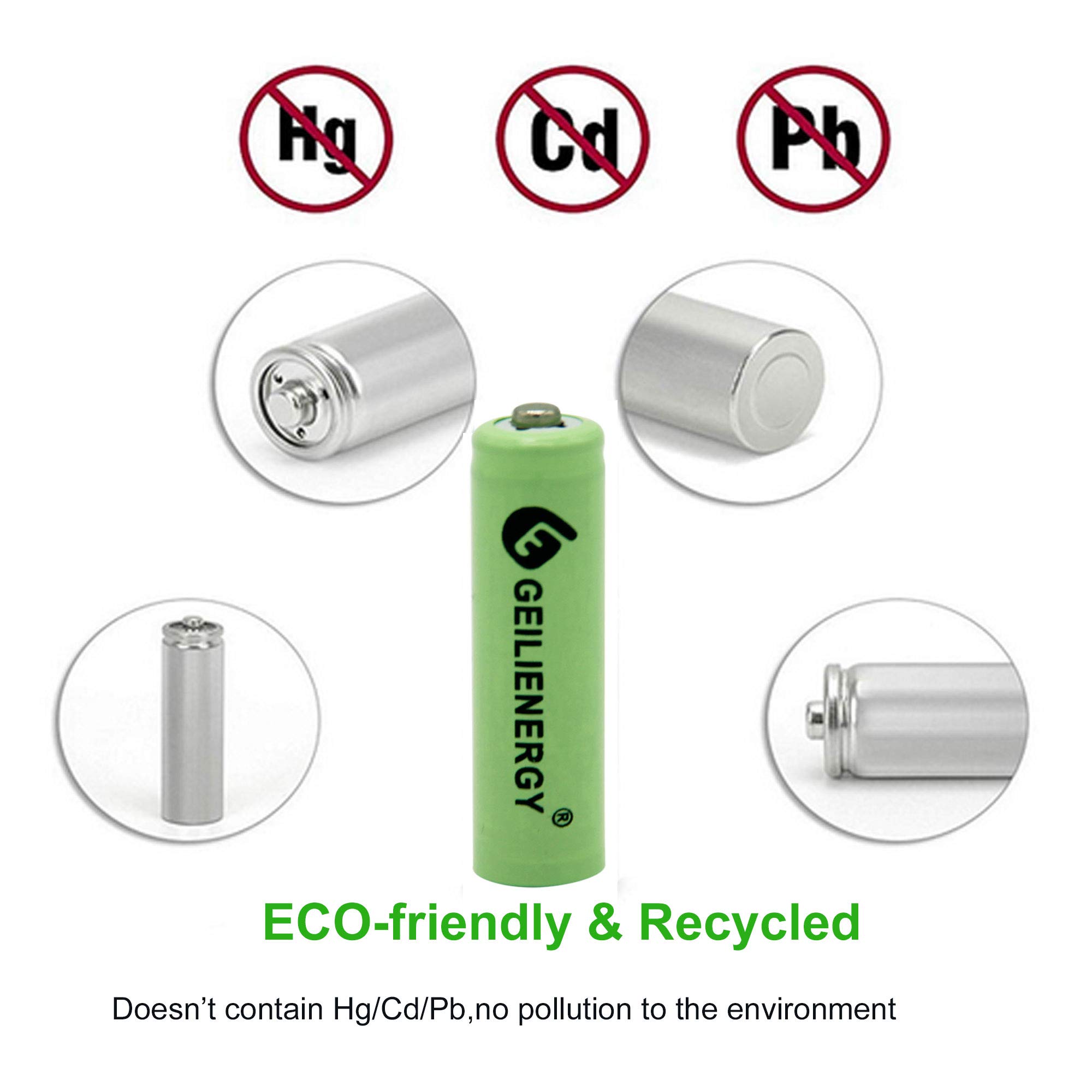 GEILIENERGY Ni-MH AA Rechargeable Batteries,Ni-MH AA 600mAh 1.2V Rechargeable Batteries for Solar Lights-12 Pack