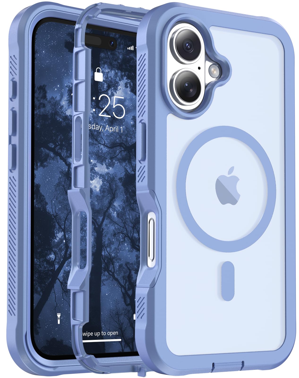 Photo 1 of jaroco for iPhone 16 case, [Compatible with MagSafe][Military Grade Drop Protection][Heavy Duty Protection][Non-Slip][Shockproof] 2-Layer Durable Bumper Phone Case 6.1''-Blue Purple