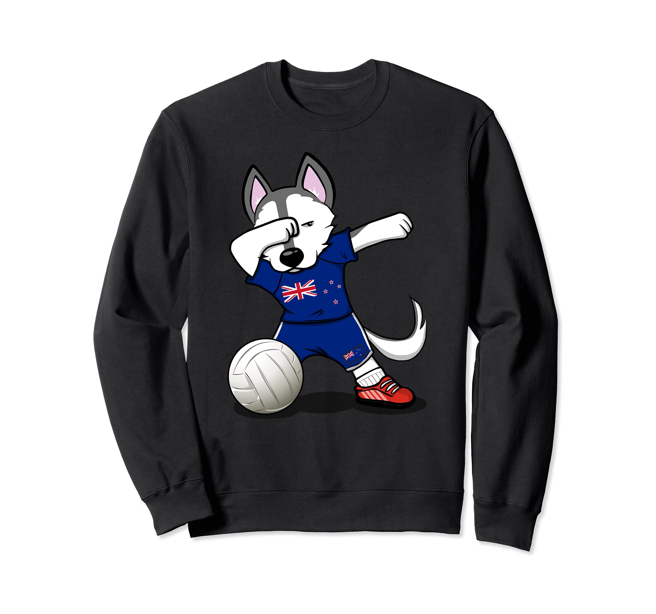 Dabbing Husky Dog New Zealand Volleyball Fans Jersey Flag Sweatshirt