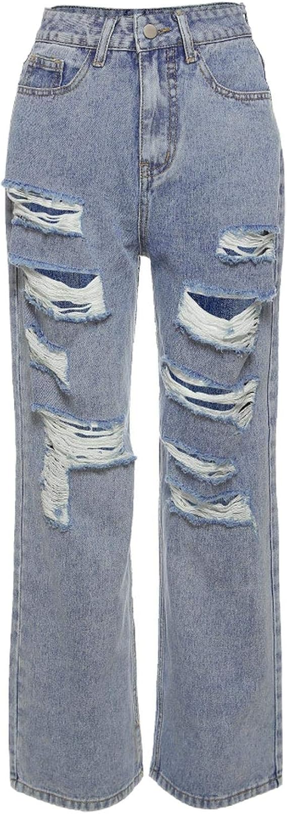 BSbattle Oversized Style Women Ripped Jeans Autumn Casual Wide Leg