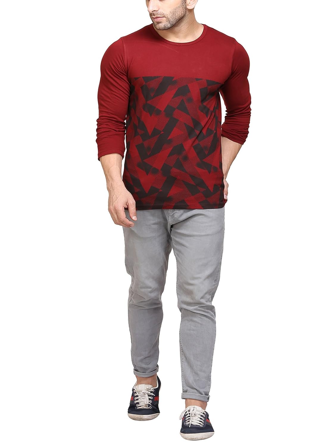 unisopent designs mens printed t-shirt(maroon)