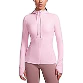 CRZ YOGA Butterluxe Hooded Athletic Jackets for Women - Full Zip Track Casual Tops with Thumb Holes Pockets